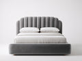 Letto matrimoniale in velluto imbottito 210x170x108 cm - grigio-bianco - per camera da letto stile moderno