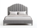 Letto matrimoniale imbottito grigio-bianco 210x170x120 cm - per camera da letto - con testiera scanalata stile moderno