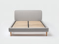 Letto matrimoniale in tessuto imbottito 206x168x102 cm - grigio-legno naturale - per camera da letto stile moderno con rete a doghe