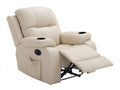 Poltrona reclinabile in cuir synthétique beige chiaro 96x92x105 cm per soggiorno - funzione relax manuale - design contemporaneo