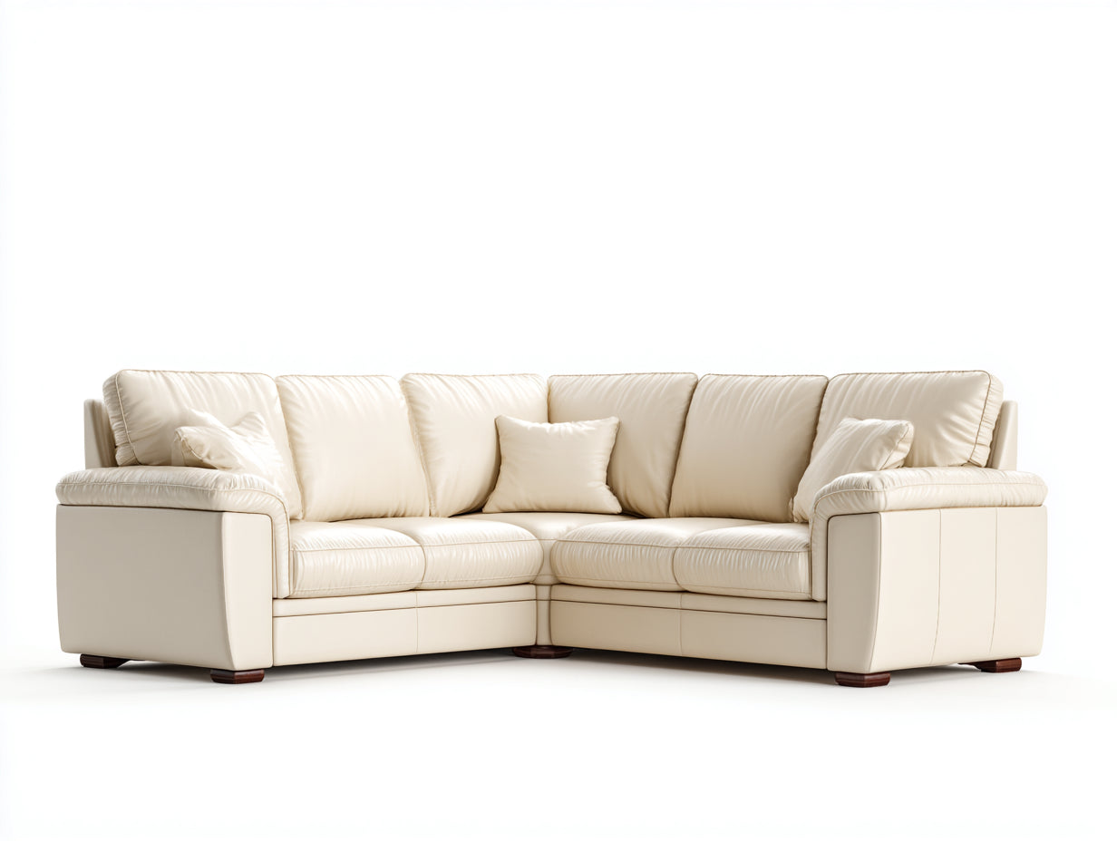 Divano angolare in similpelle 260x260x84 cm crema per soggiorno - design imbottito moderno