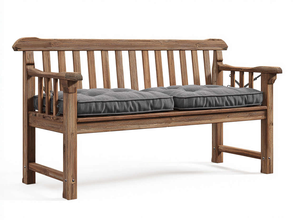 Panche da giardino in legno 160x58x92 cm - marrone-grigio - per esterno stile rustico con braccioli