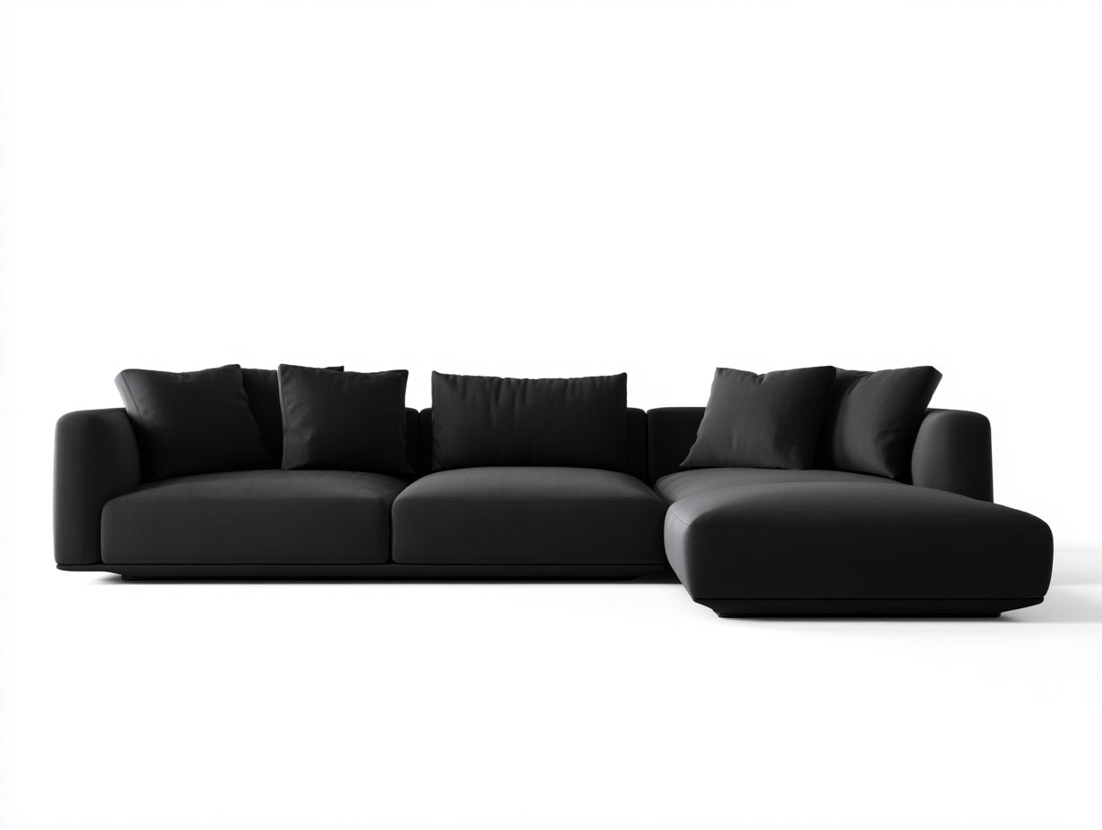 Divano angolare in tessuto imbottito 280x170x78 cm - nero - per soggiorno stile moderno con chaise longue