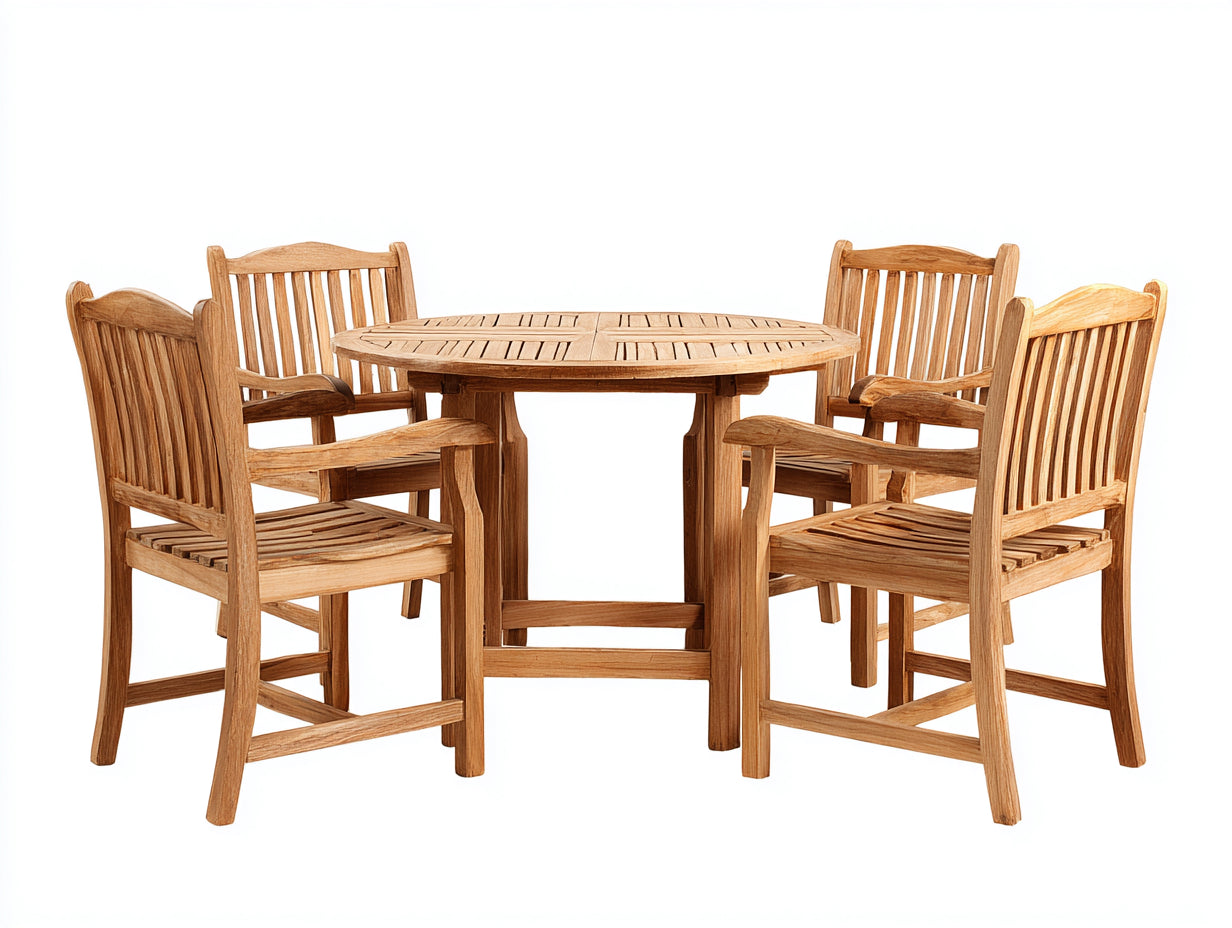 Set da pranzo da esterno in legno 120x120x75 cm - colore legno naturale - per esterni stile classico