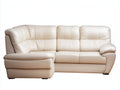 Divano angolare in similpelle 280x172x90 cm crema per soggiorno - design imbottito elegante