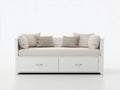 Divano letto in legno bianco 200x90x80 cm - per camera da letto - con 2 cassetti stile moderno
