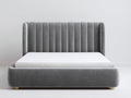Letto matrimoniale in velluto imbottito 210x172x108 cm - grigio-bianco - per camera da letto stile moderno