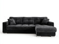 Divano angolare in tessuto nero-grigio scuro 260x165x80 cm - per soggiorno - con chaise longue stile moderno