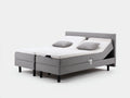 Letto matrimoniale in tessuto imbottito 210x180x102 cm - grigio-bianco - per camera da letto stile moderno con base regolabile