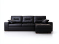 Divano angolare in similpelle nero 265x165x82 cm - per soggiorno - con chaise longue stile moderno