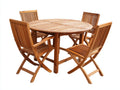 Set da pranzo da esterno in legno 120x120x75 cm - colore legno naturale - per esterni stile classico