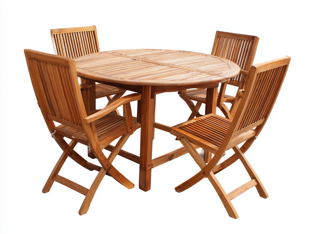 Set da pranzo da esterno in legno 120x120x75 cm - colore legno naturale - per esterni stile classico