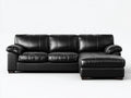 Divano angolare in similpelle nero 265x165x85 cm - per soggiorno - con chaise longue stile moderno