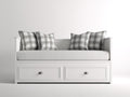 Divano letto in legno bianco 200x90x80 cm - per camera da letto - con 2 cassetti stile classico