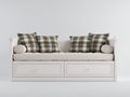 Divano letto in legno bianco 200x90x84 cm - per camera da letto - con 2 cassetti stile classico