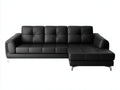 Divano angolare in similpelle nero 265x165x82 cm - per soggiorno - con chaise longue stile moderno