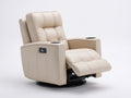 Poltrona reclinabile girevole in cuir synthétique beige chiaro 97x94x108 cm per soggiorno - funzione relax elettrica - design moderno