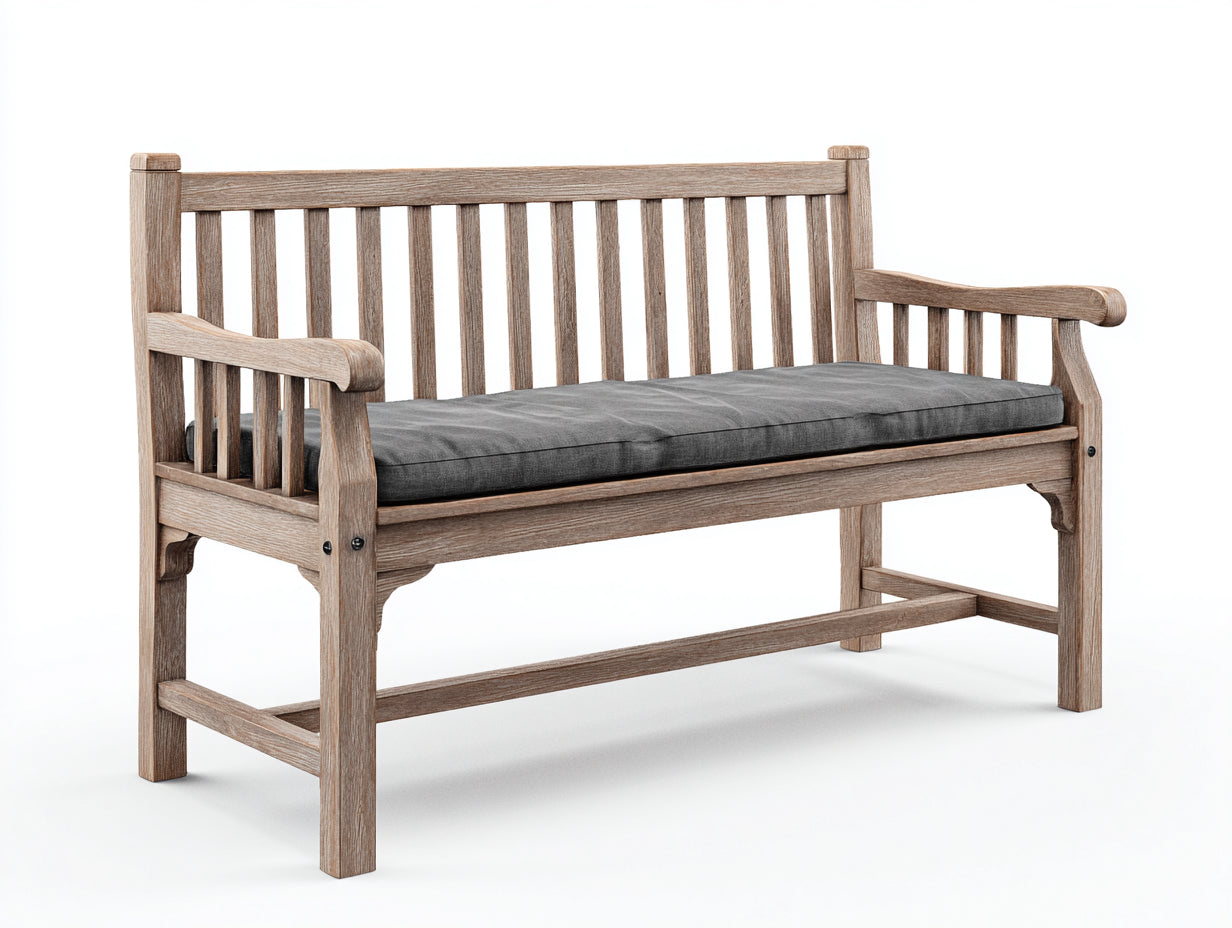 Panche da giardino in legno grigio con cuscino 180x60x90 cm - per esterni - stile classico