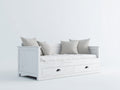 Divano letto in legno 200x95x82 cm - bianco - adatto per camera da letto stile rustico con cassetti