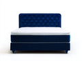 Letto matrimoniale in velluto imbottito 208x170x110 cm - blu scuro-bianco - per camera da letto stile moderno