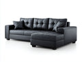 Divano angolare in similpelle nero 265x165x82 cm - per soggiorno - con chaise longue stile moderno